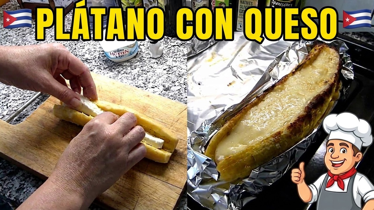 Plátano maduro con queso  al horno