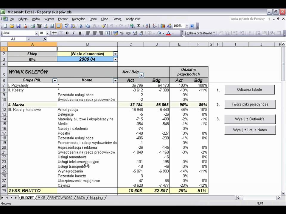 1-CLICK.PL - Excel - Narzędzia - Raporty sklep&oacute;w - HD