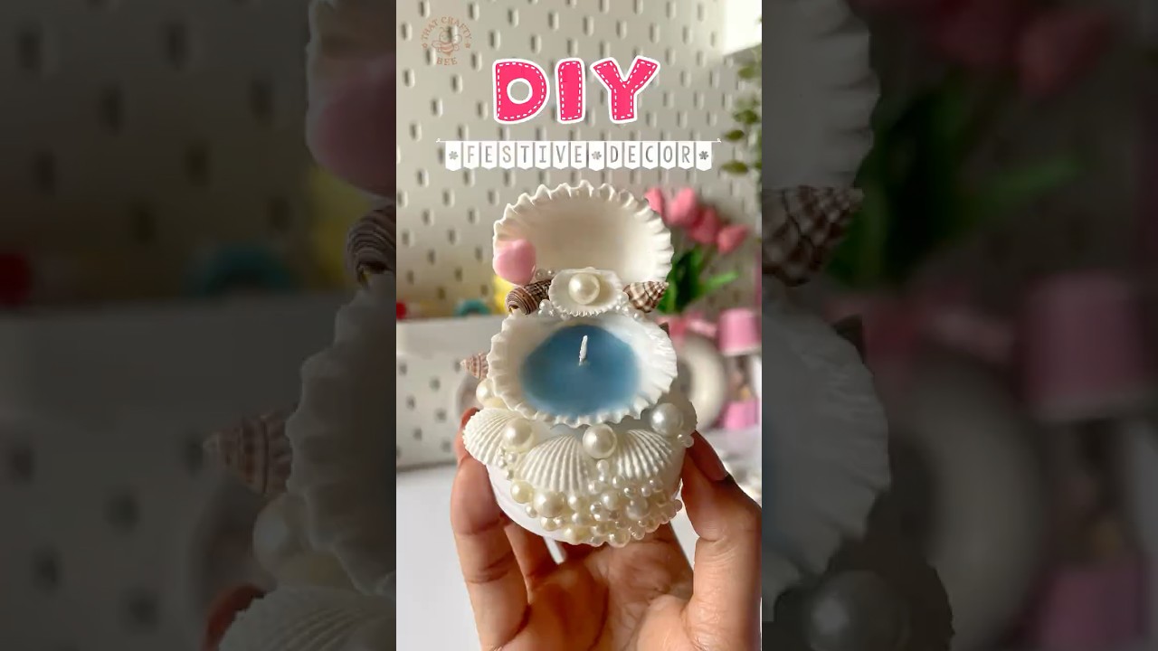 DIY Seashell Candle 🐚✨ Easy Festive Decor Ideas #shorts #viralshorts #homedecor #diy