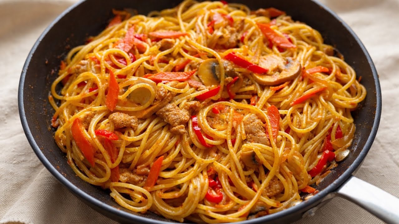 Sweet & Savory Spicy Pork Fried Noodles