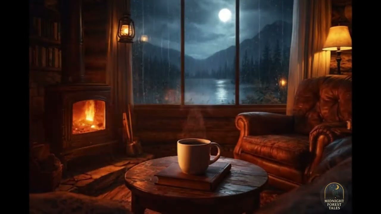 30 MIN • Rain on Cabin Window + Fireplace (NO MUSIC) | Deep Sleep Ambience