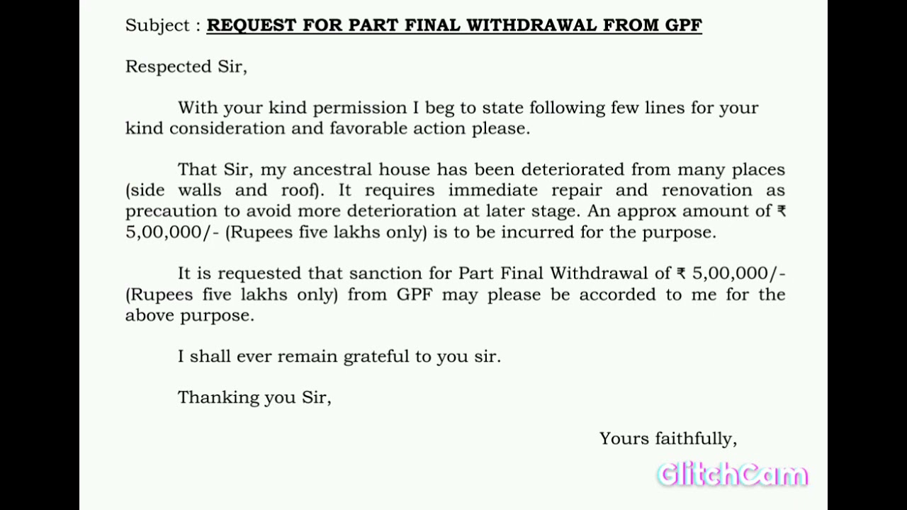 Part final withdrawal from GPF