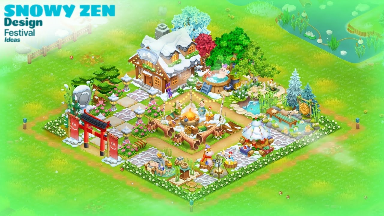Snowy Zen design Festival ideas in Hay Day #hayday 