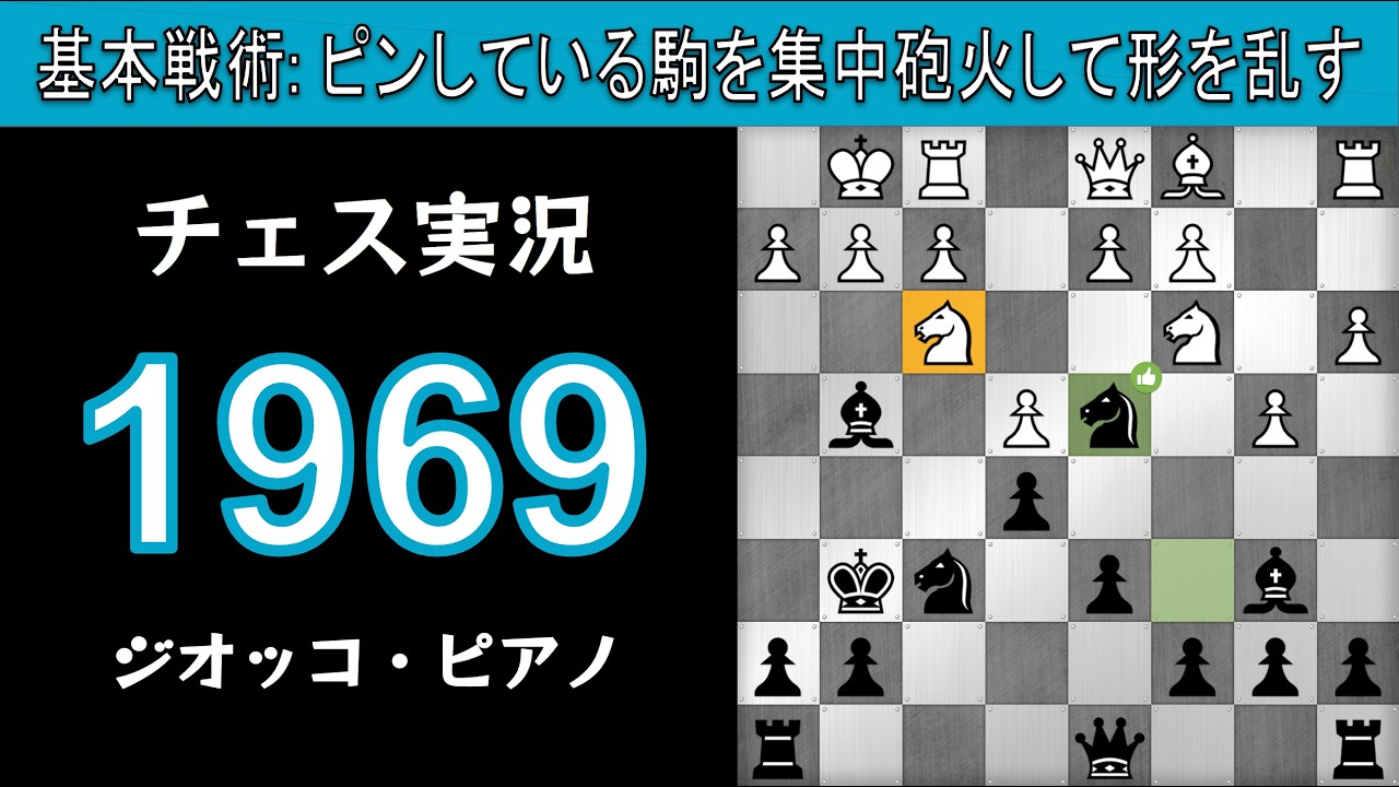 チェス実況 1969. 黒 ジオッコ・ピアノ: 基本戦術: ピンしている駒を集中砲火して形を乱す