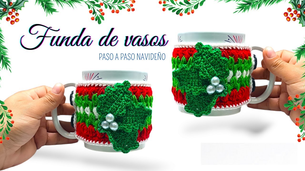TODOS MIS VASOS ESTAN DECORADOS con este ✨ Forro de Vaso Navideño Tejido a Crochet ✨FUNDA PARA VASOS