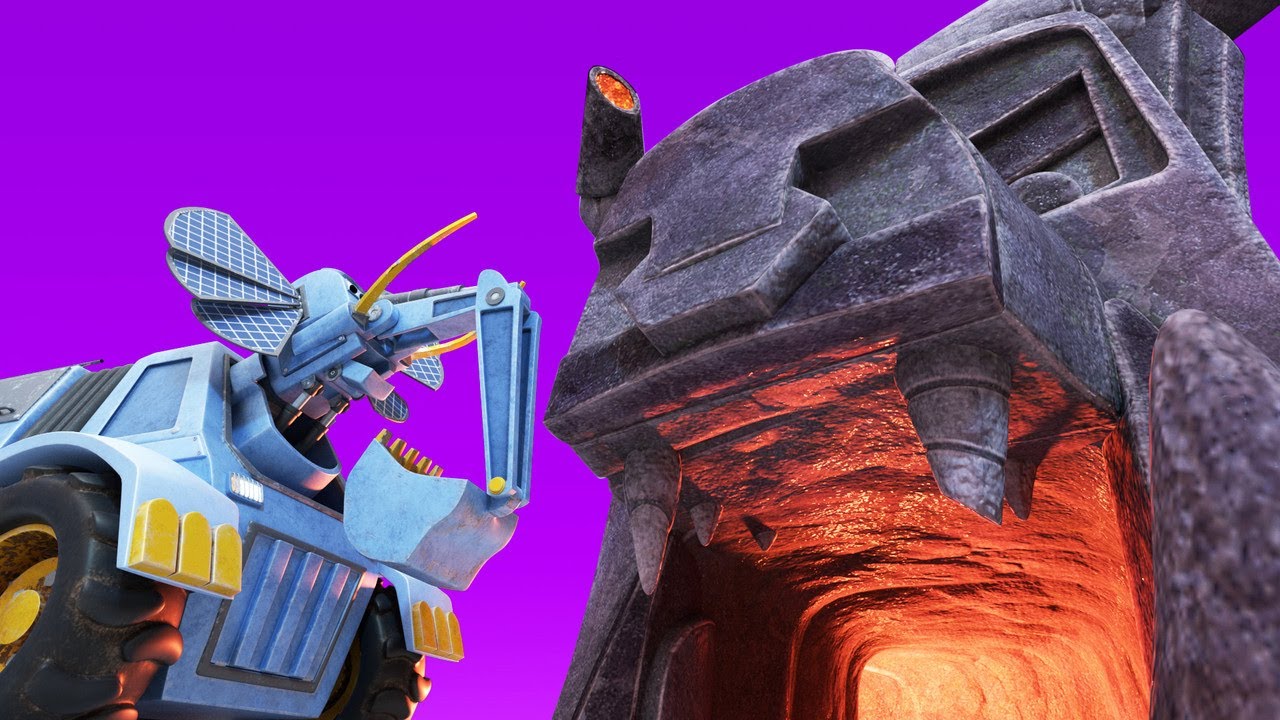 AnimaCars - Zima: Slon&iacute; bagr vydě&scaron;en&yacute; stra&scaron;idelnou jeskyn&iacute; - anim&aacute;ky pro děti s n&aacute;klaď&aacute;ky & zv&iacute;řaty