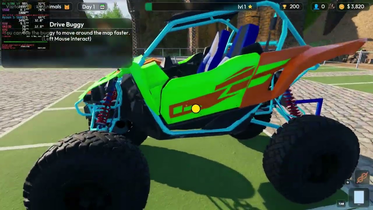 Zoo Life Simulator Demo on linux on rx 6700 xt 1440p