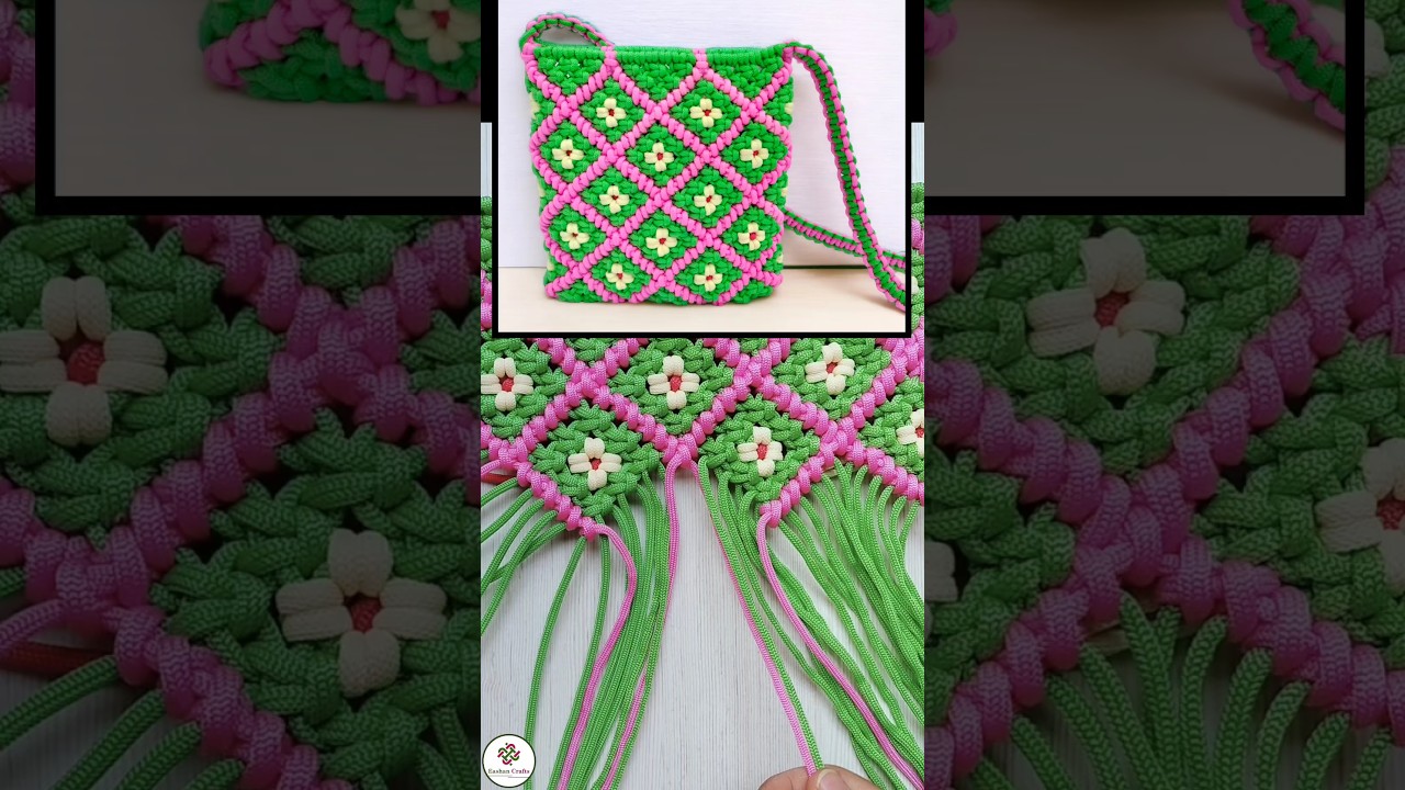 Making Bag with Macrame cord: New Pattern ☺️ #macrame #bag #diy #pattern #shorts