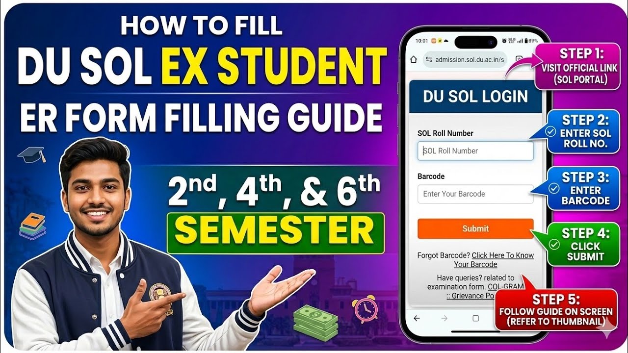 DU SOL HOW TO FILL DU SOL EX STUDENT ER FORM 2ND 4TH 6TH SEMESTER 2026 CBCS & NEP 