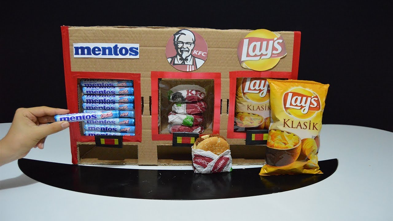 How to Make LAY'S Chips KFC and Mentos Vending Machine from Cardboard
