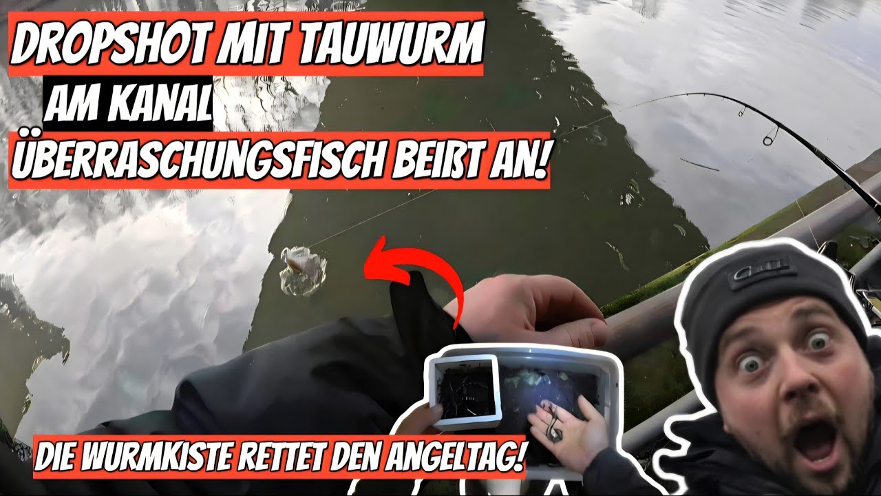 Angeln am Kanal [ Überraschungsfisch auf Dropshot ] Die Wurmkiste rettet den Angeltag !