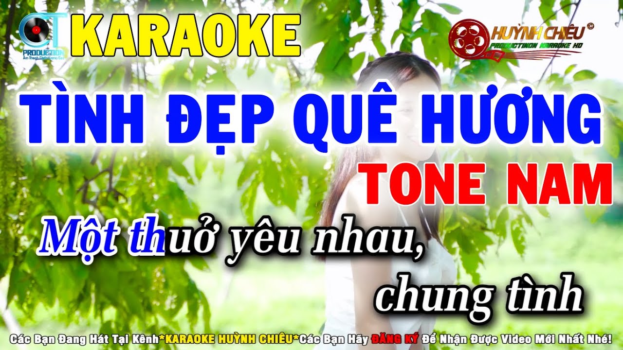 Karaoke Tình Đẹp Quê Hương Tone Nam | Nhạc Sống Cha Cha Mới Nhất Karaoke Huỳnh Chiêu