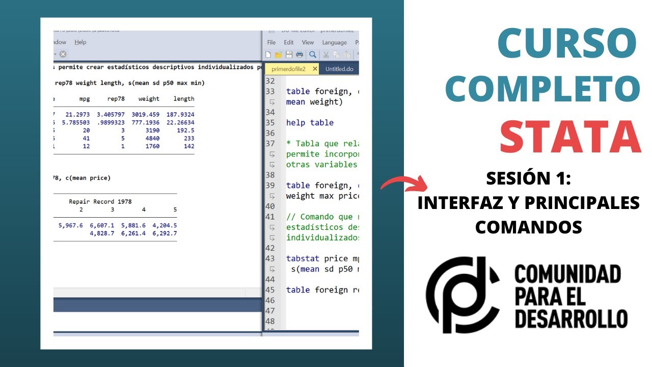 CURSO DE STATA: INTERFAZ Y PRINCIPALES COMANDOS (SESION 01)