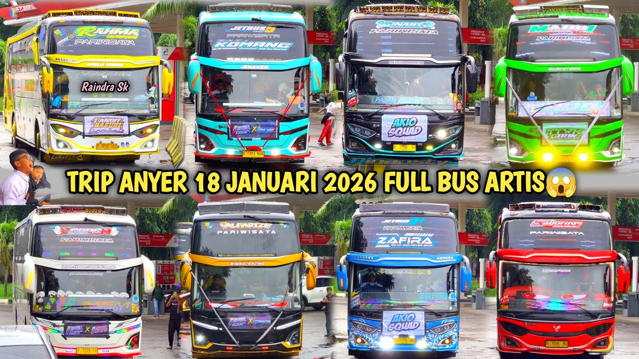 RAME FULL BUS TELOLET BASURI🥳 Hunting Bus Trip Anyer Di Rest Area KM 68👏