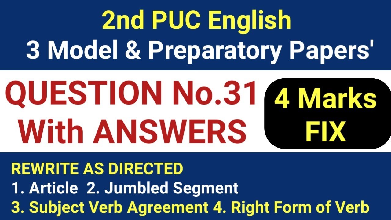 2nd PUC English 2026 | Rewrite as Directed Grammar Questions With Answers 🔥
