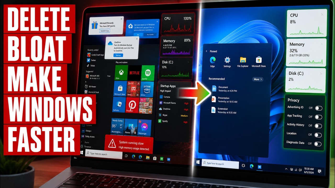 How To Debloat Windows 10/11: Remove Bloatware, Disable Tracking & Speed Up Your PC