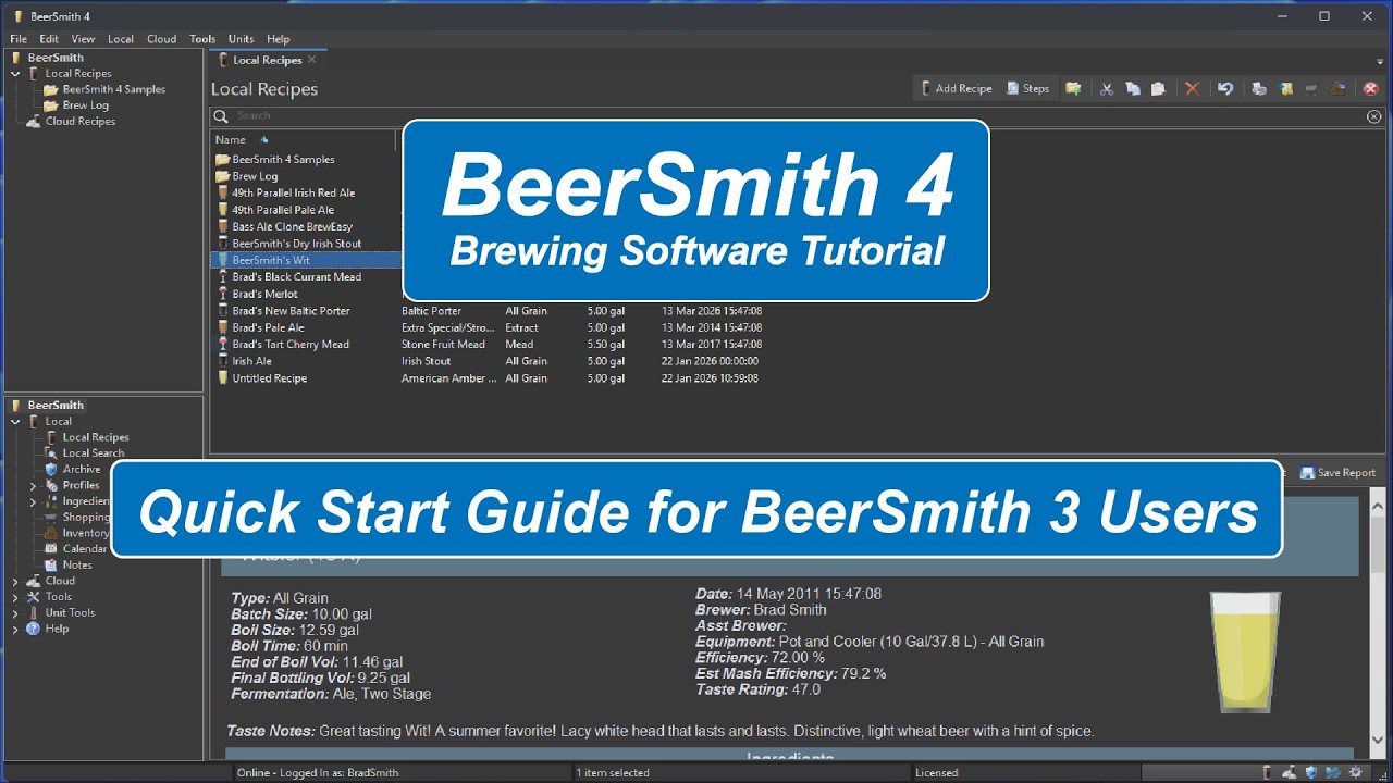Краткое руководство по началу работы с BeerSmith 4 для существующих пользователей &mdash; импорт данных...