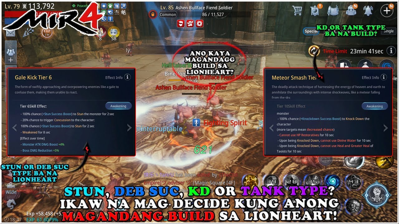 MIR4 - STUN OR KD SA LION HEART? CHECK MO MUNA SKILL KUNG ANO TRIP MO GAWING BUILD SA CHAR MO! - F2P