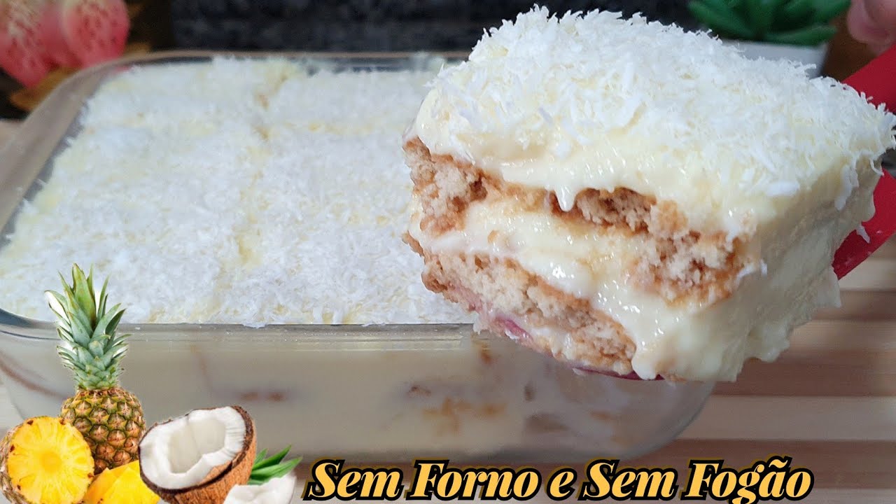 NÃO VAI AO FOGO, É SÓ MISTURAR, SIMPLES ASSIM! SOBREMESA DE ABACAXI COM COCO