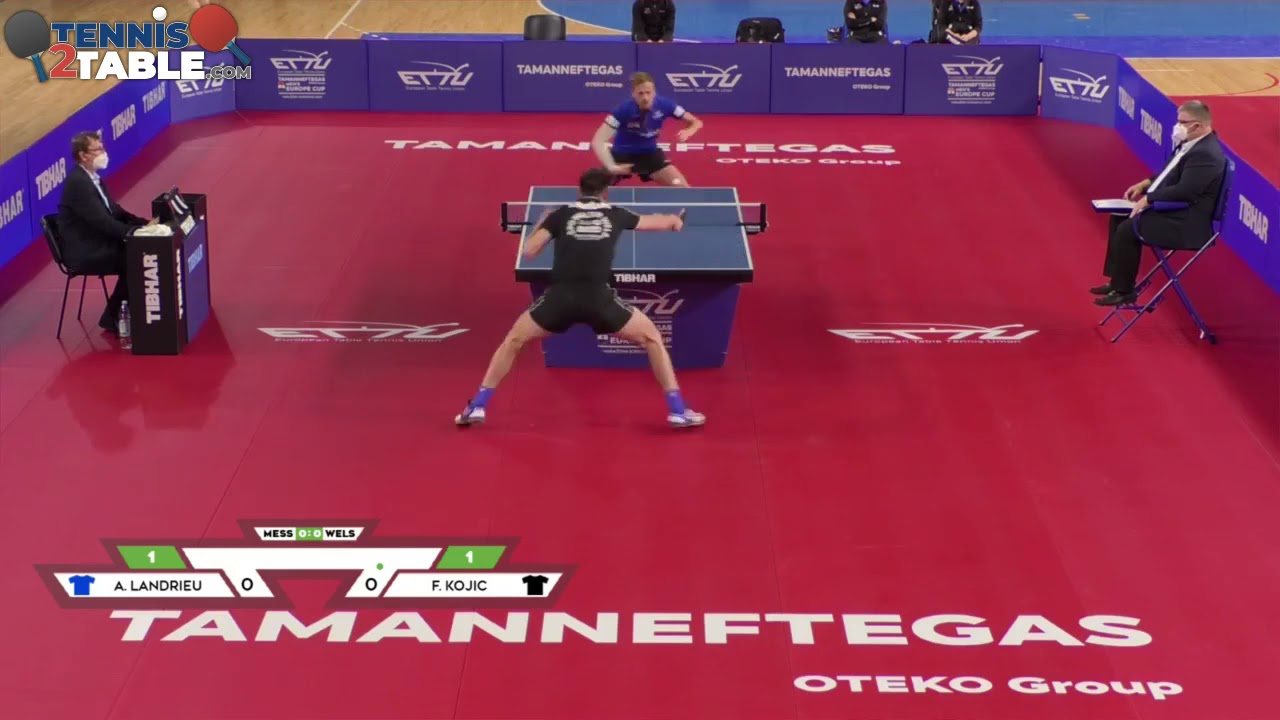 Landrieu Andrea vs Kojic Frane - 1/2 finale Coupe d'Europe Messieurs 2021 de tennis de table