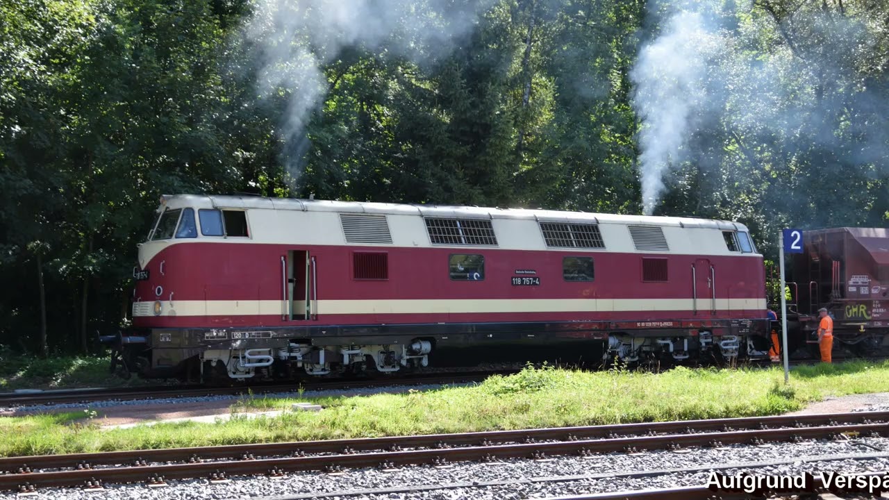 118 757 mit Schotterzug im Zschopau- und Flöhatal