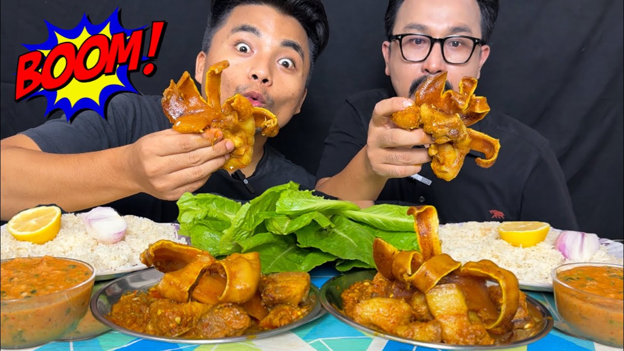 Pork Mana Eating challeng🥓 Pork Curry Eating challenge| Oksa chaba hanba tanaba