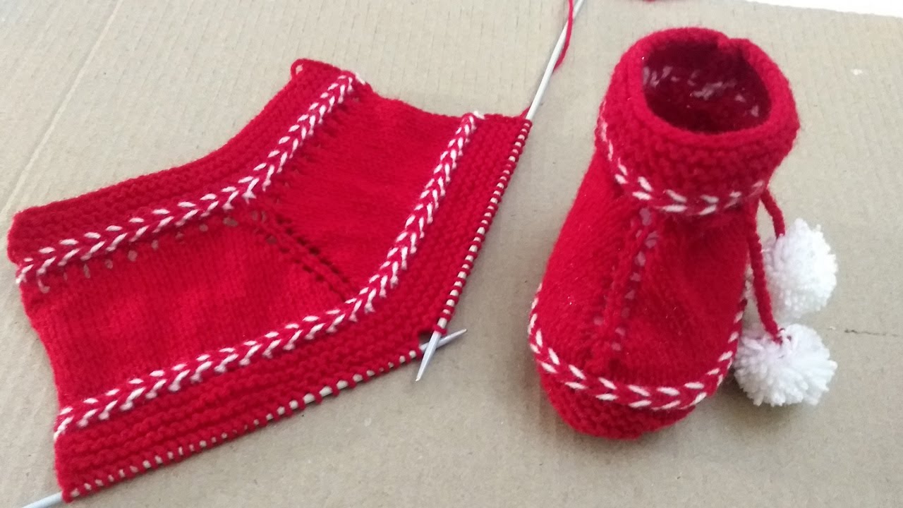Easy Knitting Red Baby Shoes , Booties