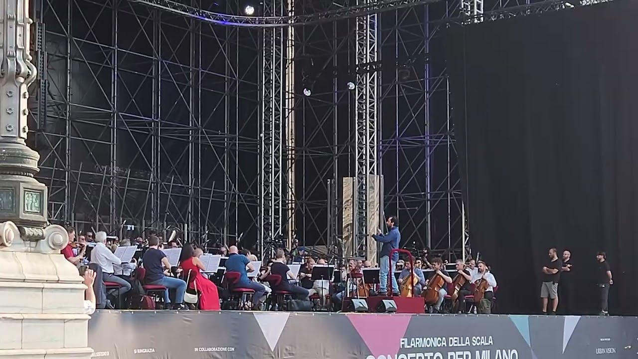 Francesco Muraca conducts Superman March (J. Williams) during the soundcheck rehearsal . Milan 2023