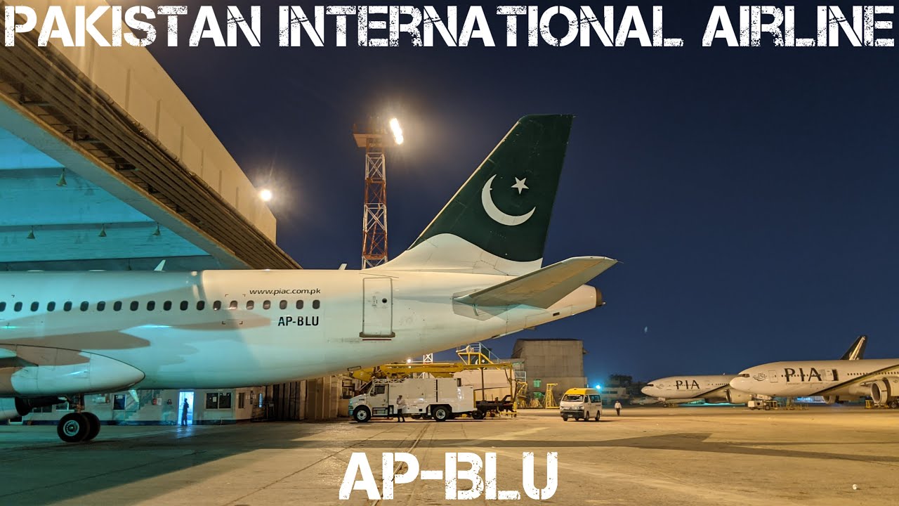 PIA Pakistan International Airline Airbus A320-214 AP-BLU Parking At Line Maintenance Hangar.