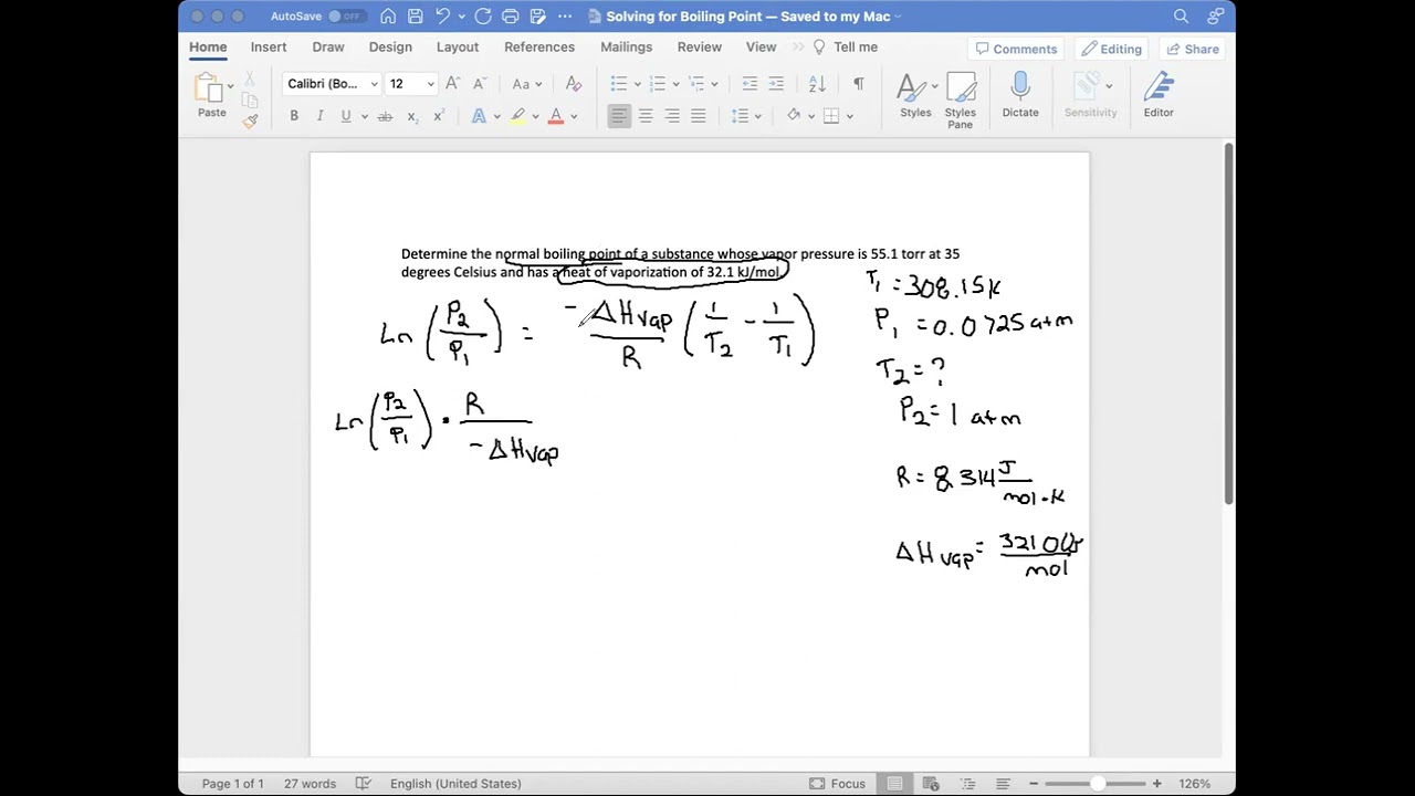 Solving for Boiling Point