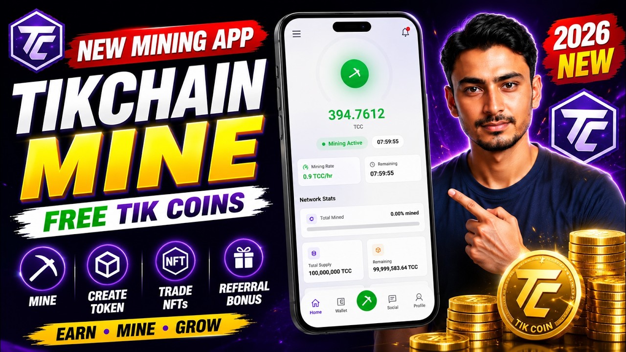 New Crypto Mining App 2026 🚀 TikChain Network Free tik coin Mining crypto mining for beginners