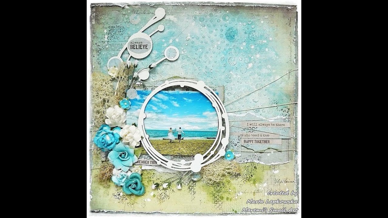 'Happy together' mixed media layout start to finish for 7 Dots Studio
