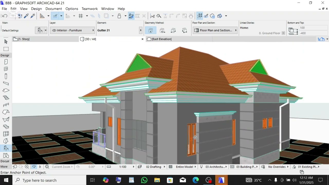 How to design a Downspout (gutter & pipe) in Archicad