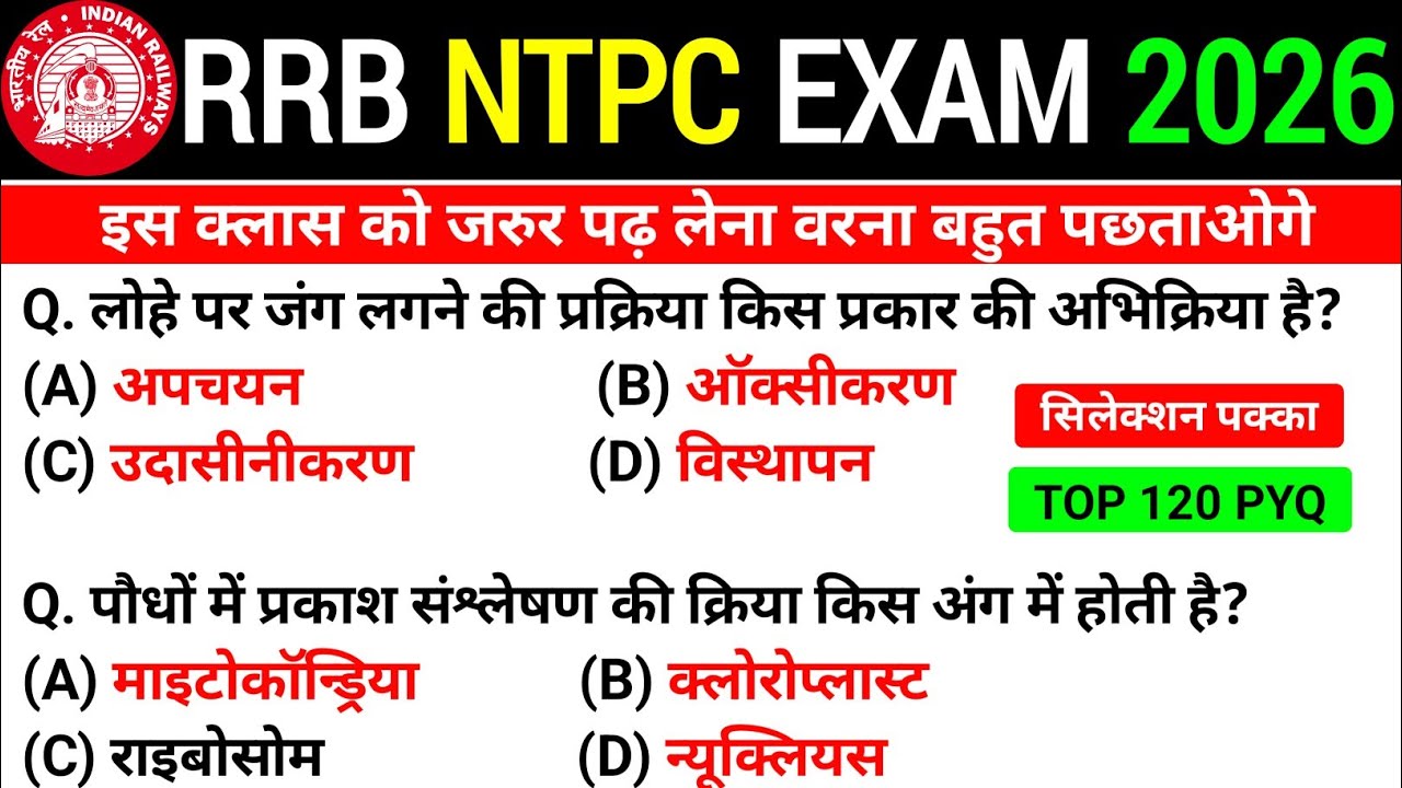 🔥RRB NTPC Previous Year Question Paper || Railway NTPC CBT-1 Previous Year Question Paper 2021