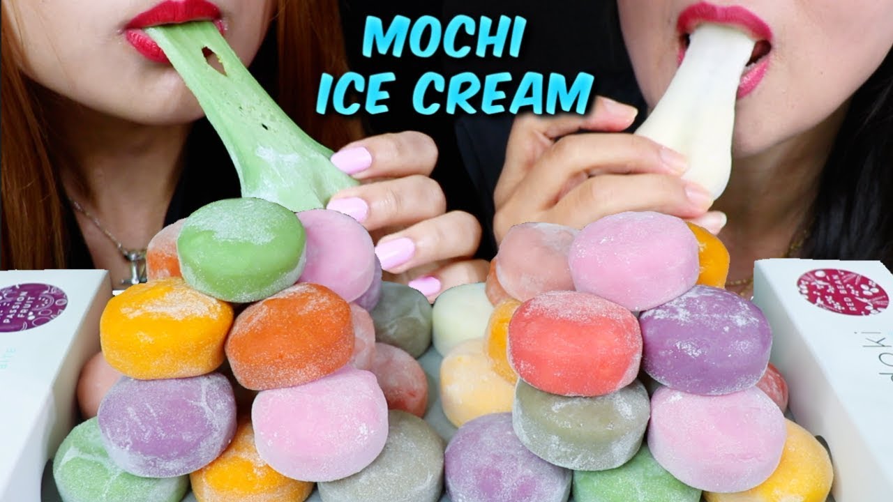 ASMR MOCHI ICE CREAM (soft and sticky eating sounds) 모찌 아이스크림 리얼사운드 먹방 もちアイス | Kim&Liz ASMR