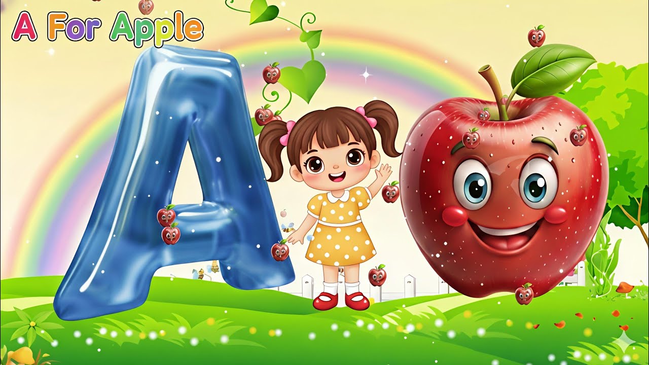 A for Apple 🍎 | ABC Song for Kids | Alphabet Rhymes | Learn A to Z