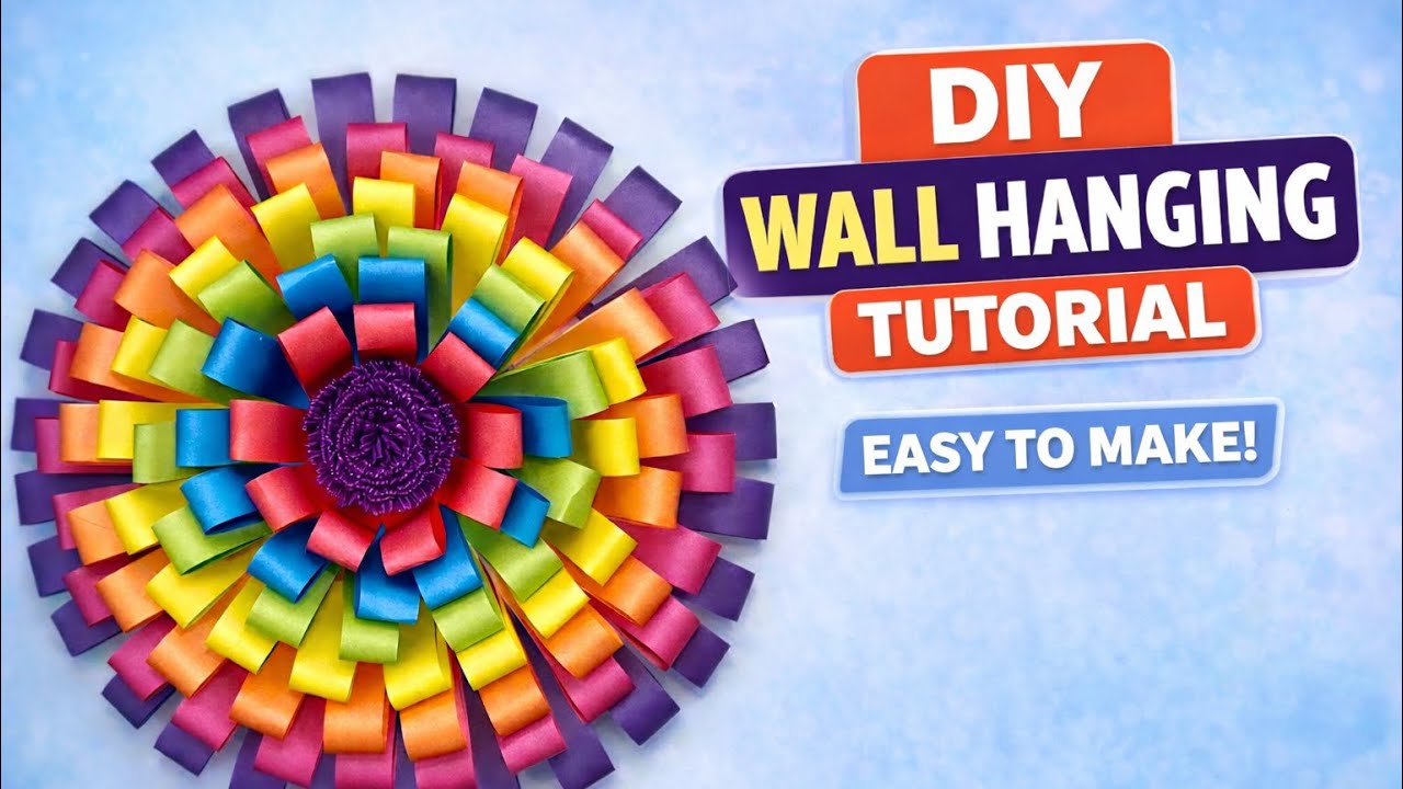 DIY Rainbow Paper Wall Hanging 🌈 | Easy & Beautiful Home Decor Idea