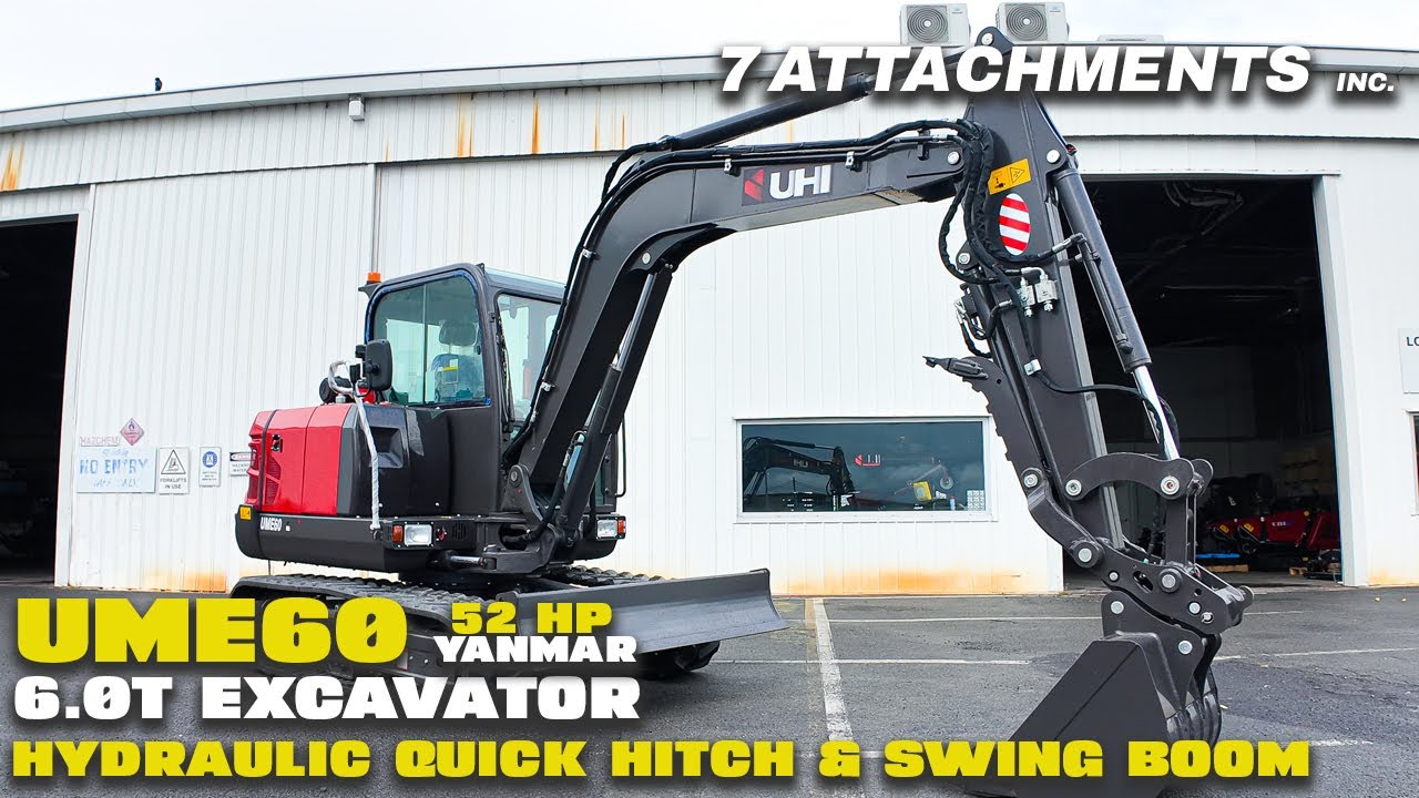 UHI UME60 6-Ton Excavator | 52HP Yanmar, Hydraulic Quick Hitch & 7 Attachments