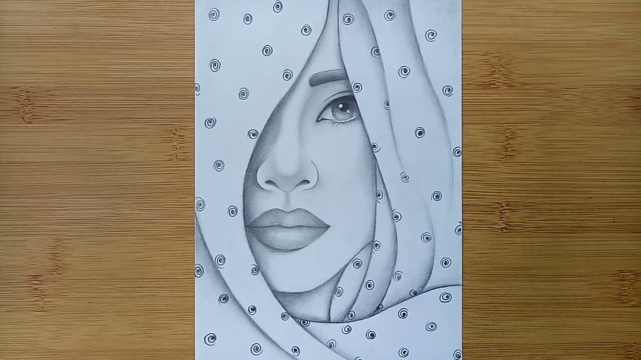 How to draw a girl with hijab // Hidden face drawing with pencil sketch