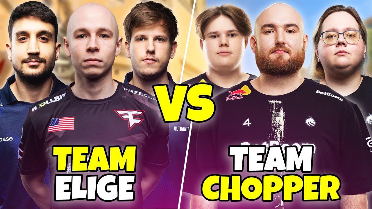Команда ELIGE против команды CHOPPER на FACEIT с руководством по утилитам, видом от нескольких то...