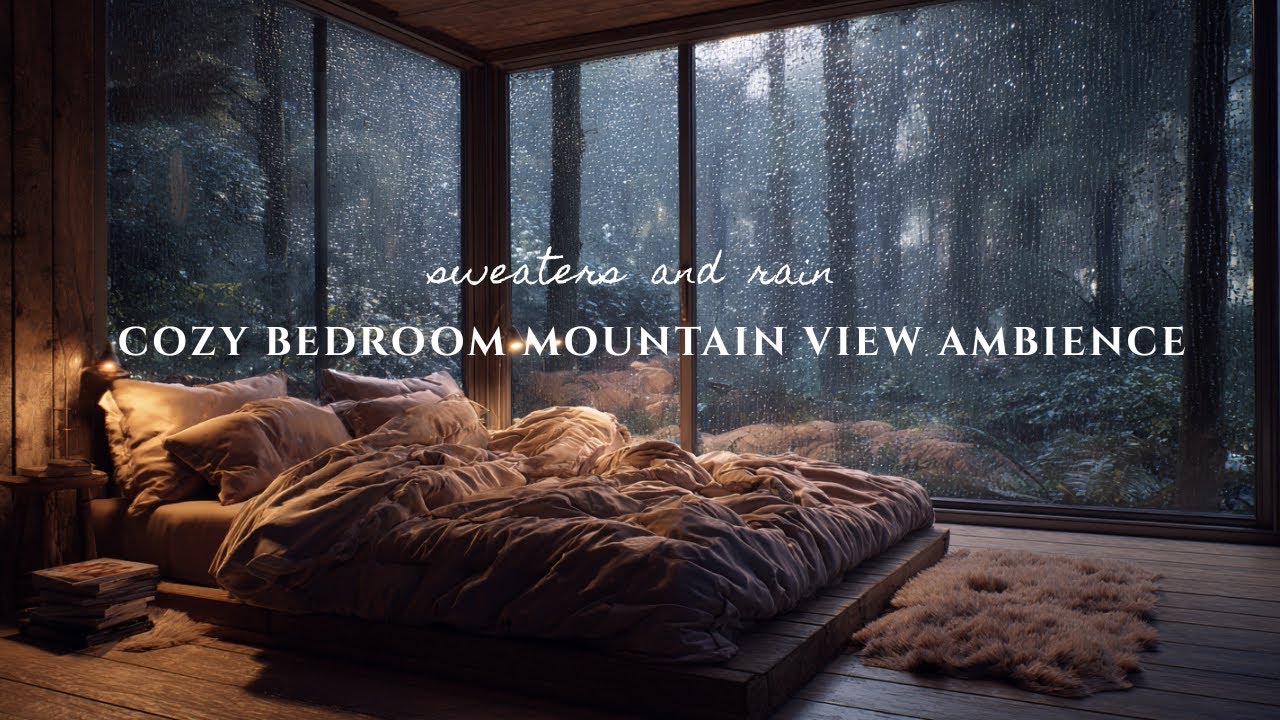 Sweaters and Rain | Cozy Bedroom Mountain View Ambience