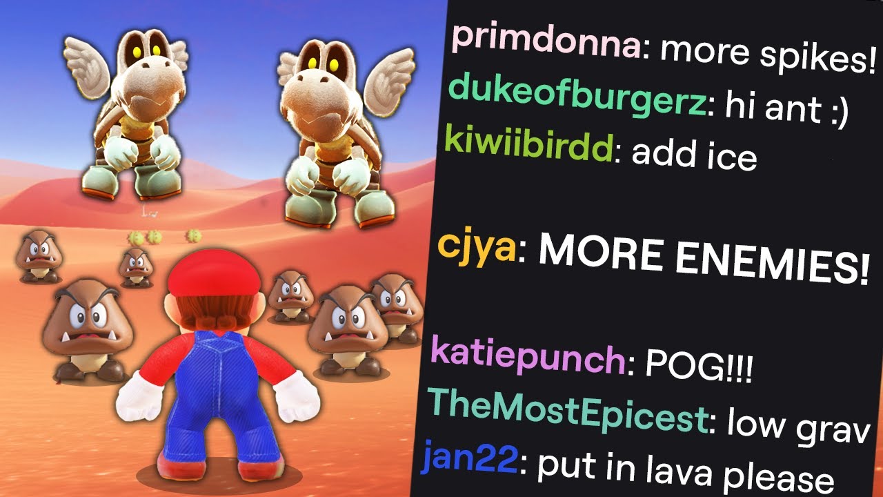 Mario Odyssey but chat builds the levels