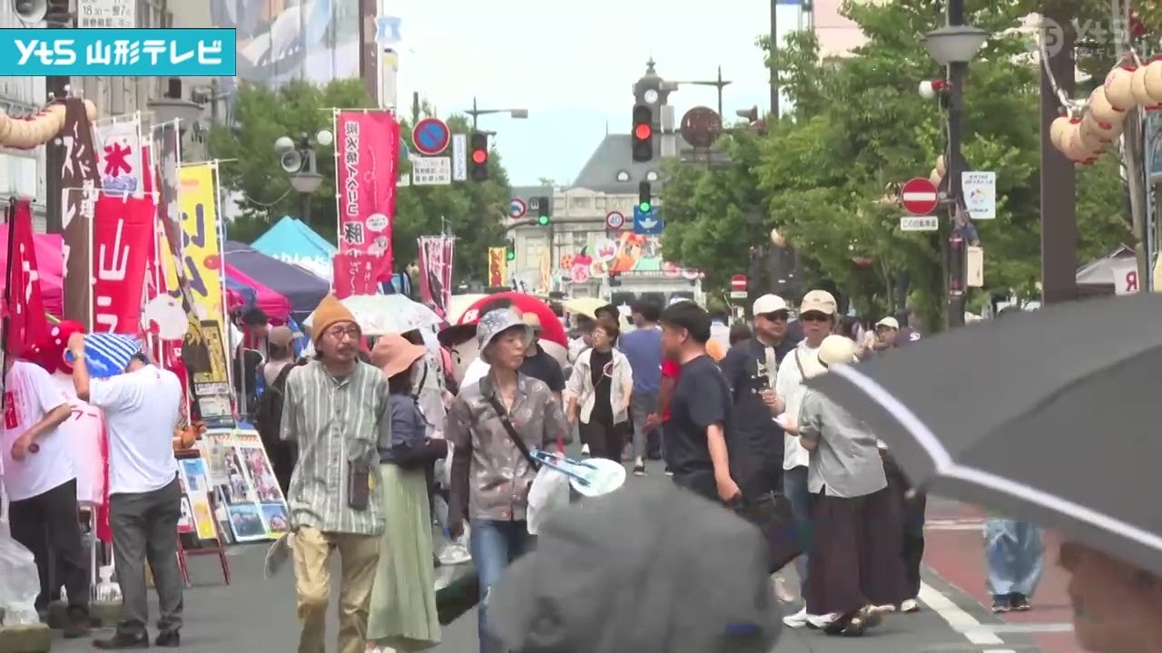 県観光物産市 開催 「山形花笠まつり」暑さ対策も