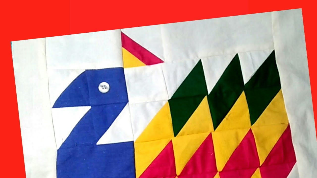 Multi colour peacock quilt design,mor rilli design