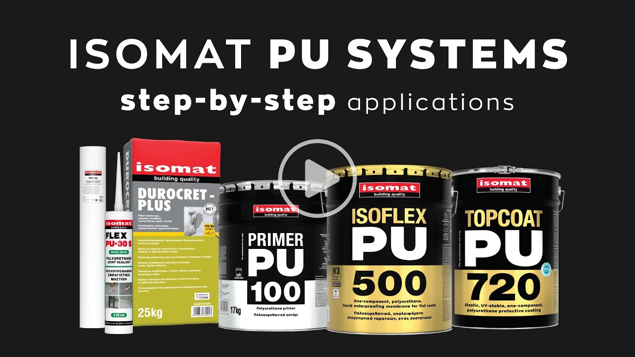 Application of the polyurethane waterproofing membrane ISOFLEX-PU 500 on flat roofs