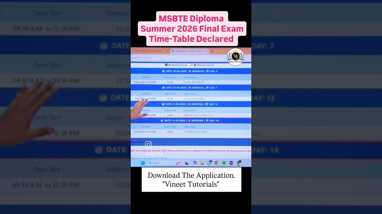 🚨 MSBTE Diploma Summer 2026 Final Time Table OUT NOW ! Check it Now #msbte