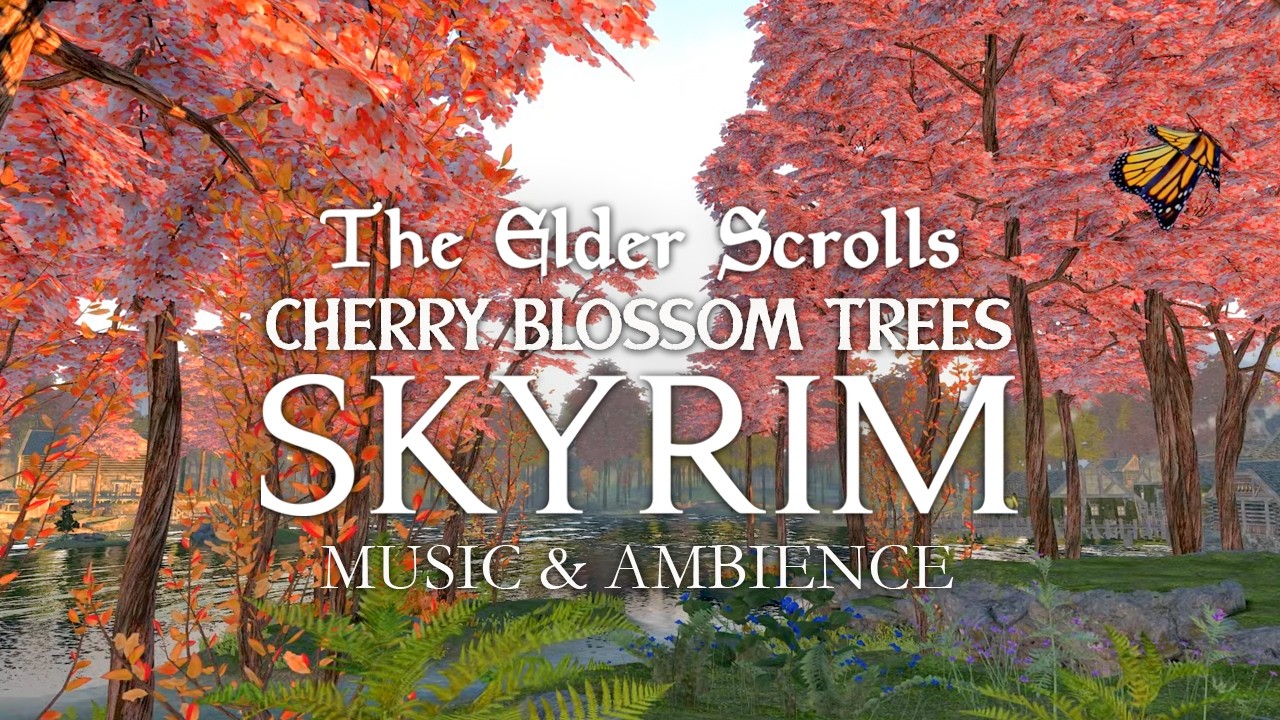Cherry Blossom Trees in Skyrim | Festive & Spring Ambience | Music and Ambience