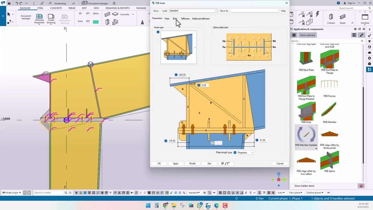 PEB KNEE CONNECTION | TEKLA | PEB