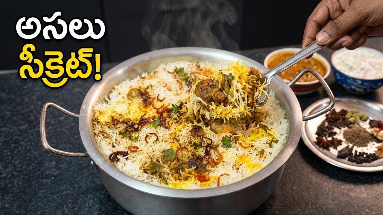 Hyderabad Mutton Dum Biryani 😋 | అసలైన హైదరాబాది మటన్ దమ్ బిర్యానీ Telugu Style 🔥