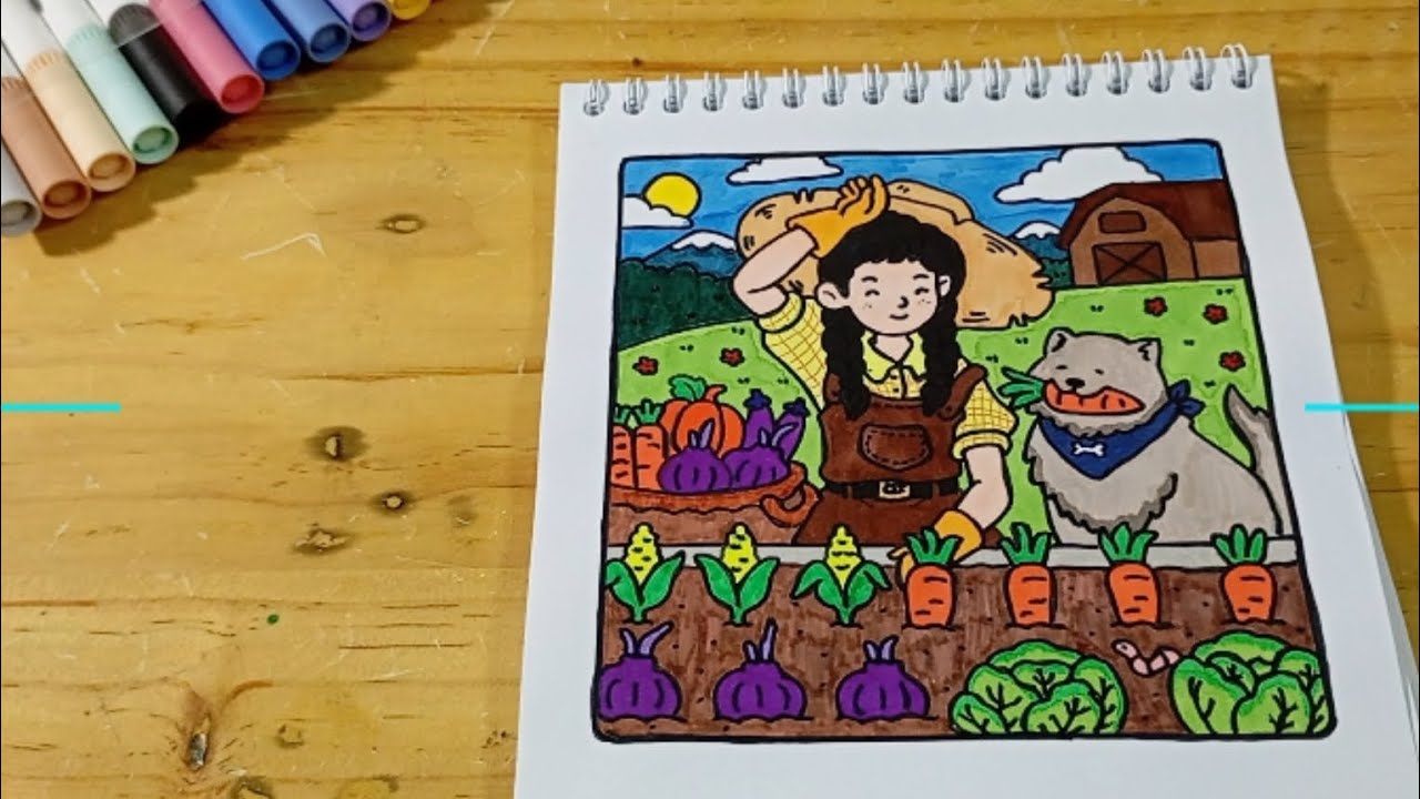 Mewarnai Gambar Kebun 🌾 | Relaxing Coloring – Farm Garden Art #asmr #coloring #mewarnai 